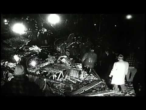 The wrecked parts of C-46 Commando scattered in Elizabeth River and men take out ...HD Stock Footage