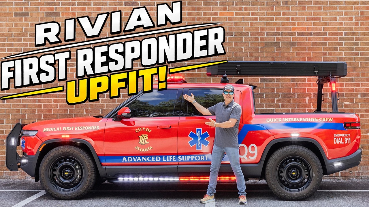 Rivian R1T upfitted as an Atlanta Fire Department first responder unit