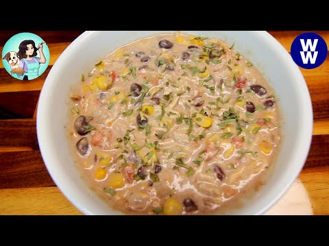 Crock Pot Cream Cheese Chicken Chili WW Friendly (Weight Watchers) EASY Dump & Go Recipe! 💚💙💜