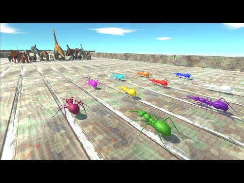 Units trying to escape from Neon Alien Ants - Animal Revolt Battle Simulator