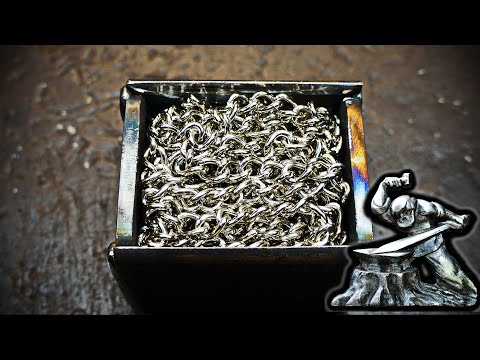 Damascus steel from 5 meters of nickel-plated twisted chain.