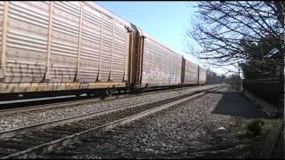 preview picture of video 'Four different road name engines roll though Glendale Ohio'