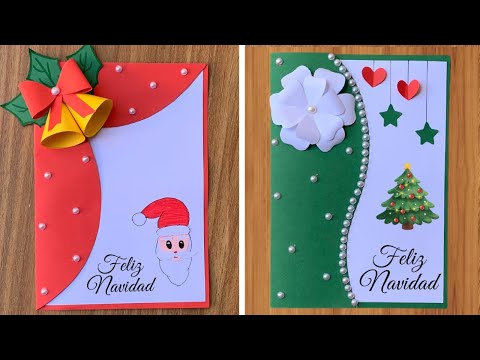 Tarjeta de Navidad Elegante 2025 | Christmas Card DIY con Flores y Campanas Hechas a Mano