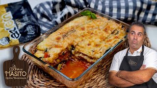 Lasaña de calabacín y boloñesa de presa ibérica