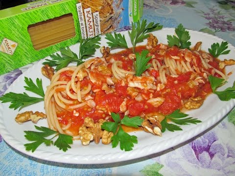 SPAGHETTI DI KAMUT BIO AL PESCE AZZURRO E NOCI ricetta sana e gustosa