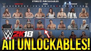 WWE 2K18 - ALL UNLOCKABLES & VC PURCHASABLES! (Superstars, Arenas, & Championships)