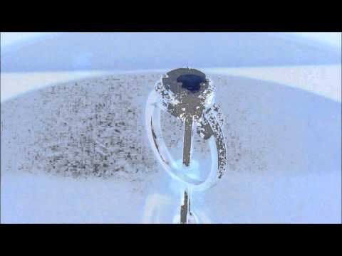 18K WHITE GOLD ROUND CUT SAPPHIRE AND DIAMOND ART DECO ENGAGEMENT RING 2.40CTW - KNR INC - 647