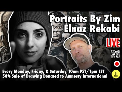 Elnaz Rekabi Portrait - LIVE - Drawing, Painting, ART Zan. Zendegi. Azadi. Woman, Life, Freedom.