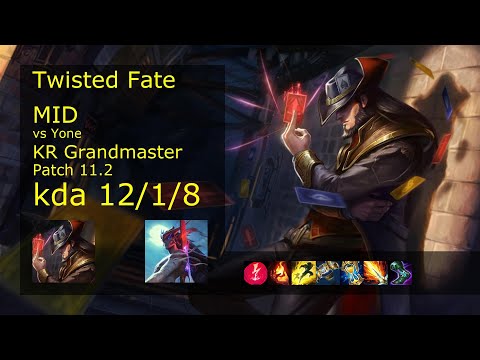 Twisted Fate Mid vs Yone - KR Grandmaster 12/1/8 Patch 11.2 Gameplay // [롤] 트위스티드 페이트 vs 요네 미드