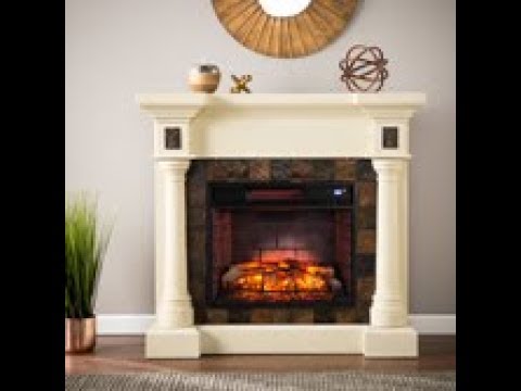 FI8749: Carrington Faux Slate Convertible Infrared Fireplace - Ivory