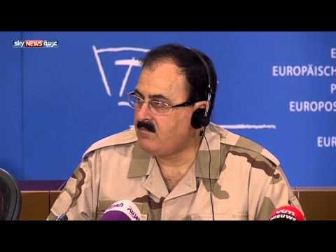 كلمة سليم إدريس رئيس هيئة أركان الجيش الحر خلال مؤتمر صحفي في البرلمان الأوروبي