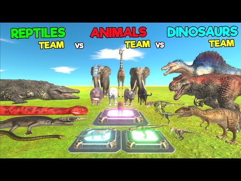 Dinosaurs Team vs Animals Team vs Reptiles Team Tournament - Animal Revolt Battle Simulator