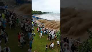 it Really is the eighteenth tide of August.  Qiantang River Spring Tide ,China #tide #river #explore