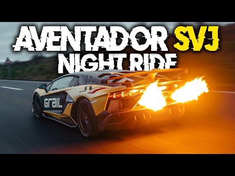 SMNxGrail Lamborghini Aventador SVJ Night Drive & Flames | 4K