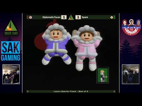 Smash Camp 2019 Losers Quarter Finals - DiplomaticTucan (Ice Climbers) vs Spark (Sheik)