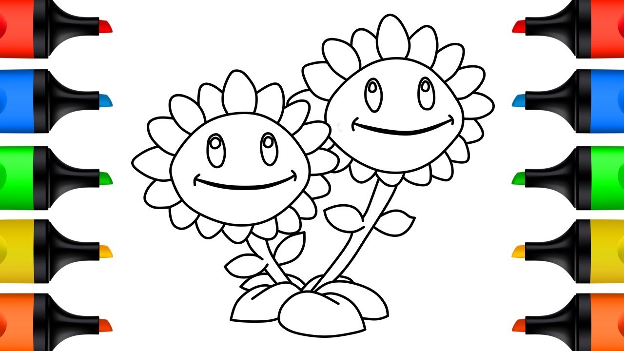 How to Draw Sunflowers Baby Shark Learn Colors for Kids Drawing and Coloring Pages for Children