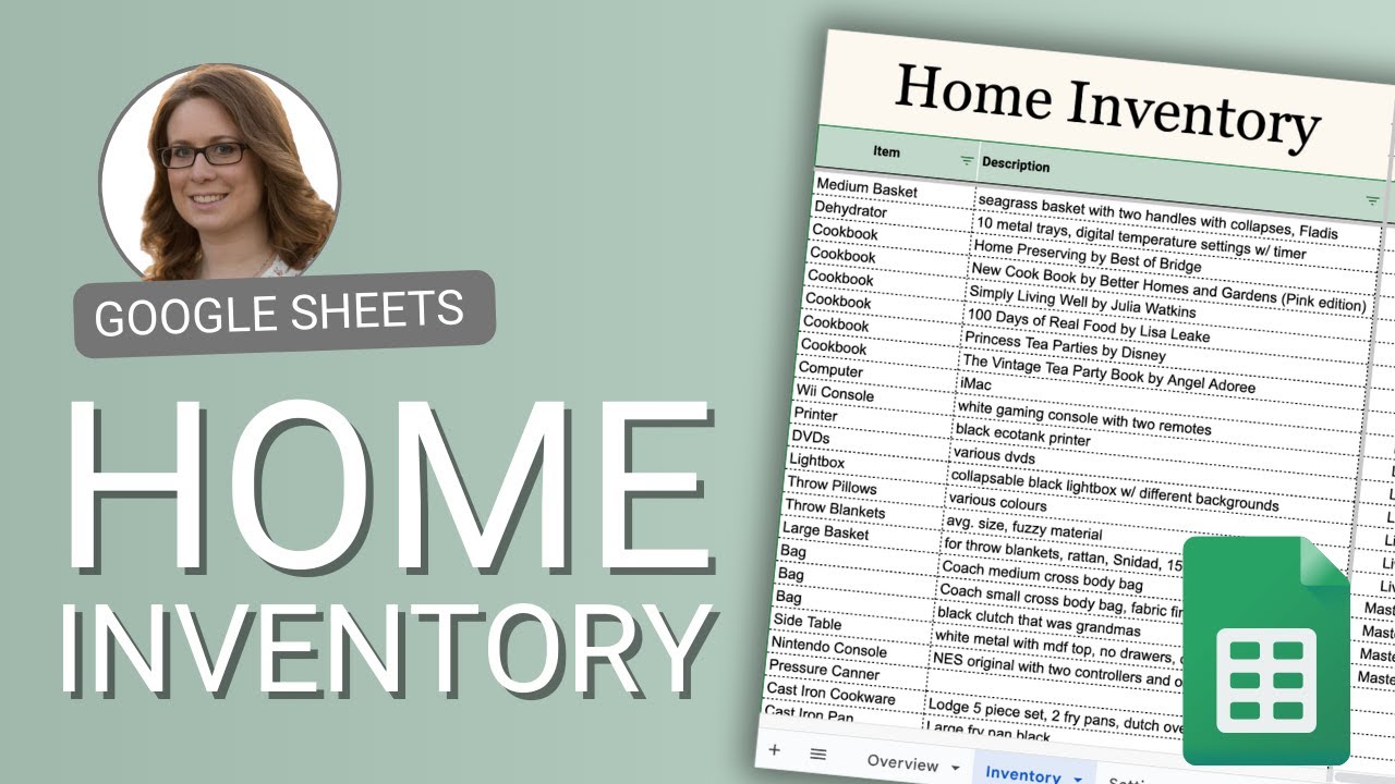 Home Inventory Google Sheet Template