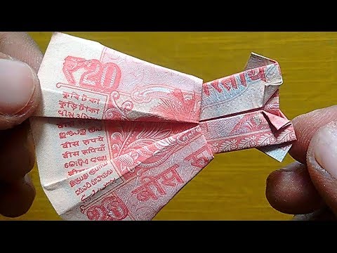 HOW TO MAKE FROCK OF 20 RUPEES NOTE ( ₹ 20 NOTE ) ORIGAMI | #SuryaCraft