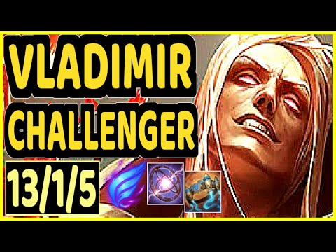 NOMANZ (VLADIMIR) - QUADRAKILL 13/1/5 KDA CHALLENGER GAMEPLAY - EUW