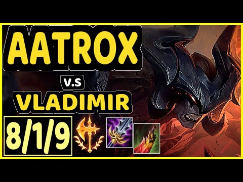 SKT T1 FAKER (AATROX) vs VLADIMIR - 8/1/9 KDA MID CHALLENGER GAMEPLAY - KR