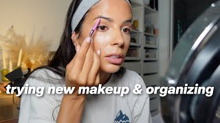 trying new makeup GRWM | cleaning & organizing WEEKLY VLOG