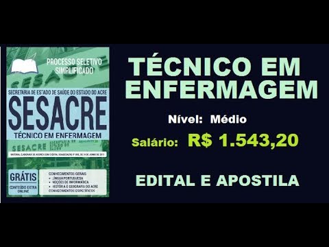 Edital Apostila Processo Seletivo Simplificado SESACRE AC 2019 Técnico em Enfermagem