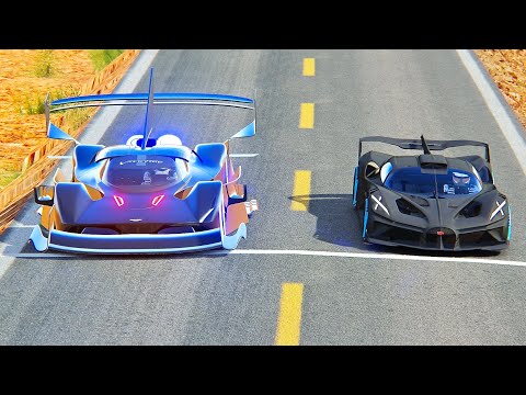 Bugatti Bolide Carbon vs Aston Martin Black Nightmare - Desert Drag Race