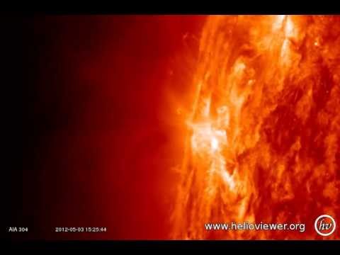 C1.4 class solar flare AIA 304 (2012-05-03 13:25:08 - 2012-05-03 16:02:20 UTC)