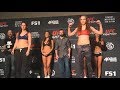Sarah Moras Vs Lucie Pudilová Weigh In Face Off UFC Fight Night Cowboy Vs Medeiros R WMMA