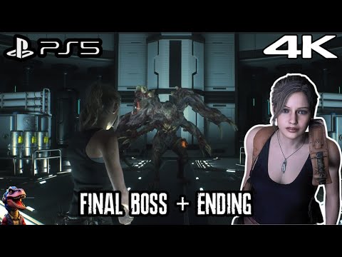 Resident Evil 2 Remake PS5 | Claire B Final Boss: William Birkin + True Ending | 4K 60FPS