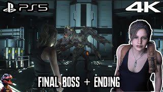 Resident Evil 2 Remake PS5 | Claire B Final Boss: William Birkin + True Ending | 4K 60FPS