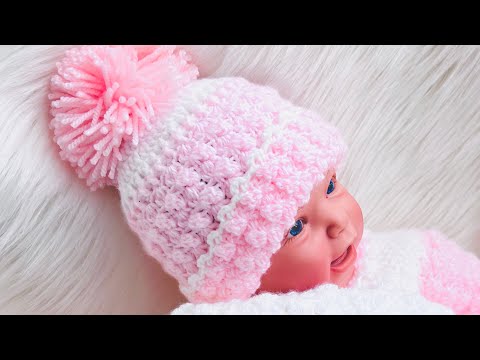 Super Easy Baby Beanie Hat Beginner Friendly part of Little Ivy Crochet Set with Baby Blanket