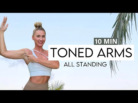 10 MIN STANDING TONED ARMS workout at home - No Repeat, No Jumping, No Equipment,  Burn Calories