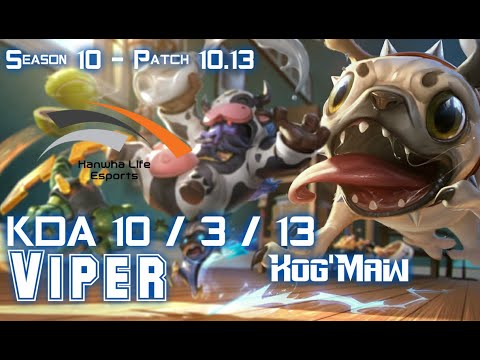 HLE Viper KOG'MAW vs ASHE ADC - Patch 10.13 KR Ranked