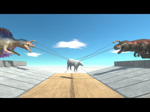 Spinosaurus vs T-Rex | Harpoon Feeding Challenge - Animal Revolt Battle Simulator