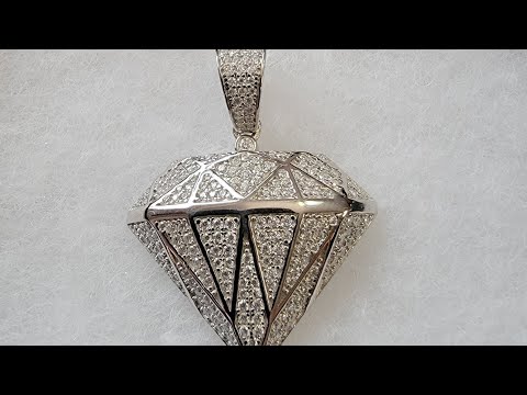 Harlem Bling Iced Diamond Shaped Bling Pendant In 925 Silver And Moissanite Stones