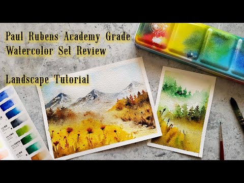 Paul Rubens Academy Grade Watercolor Set Review | Landscapes and Autumn Leaf Painting Tutorials