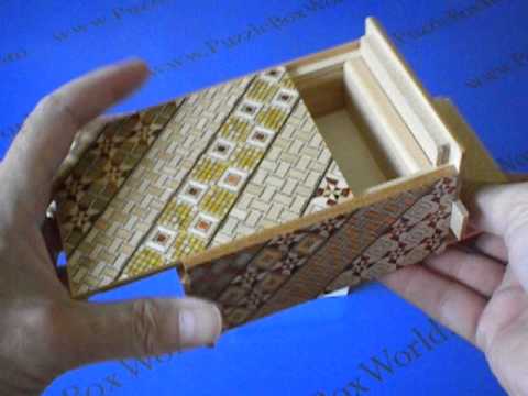 This 4 Sun Yosegi Japanese Puzzle Box has TWO separate secret spaces!