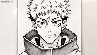 🔥 Sukuna Anime Drawing Tutorial ✍️ Easy drawing Step by Step | JJK Fan Art