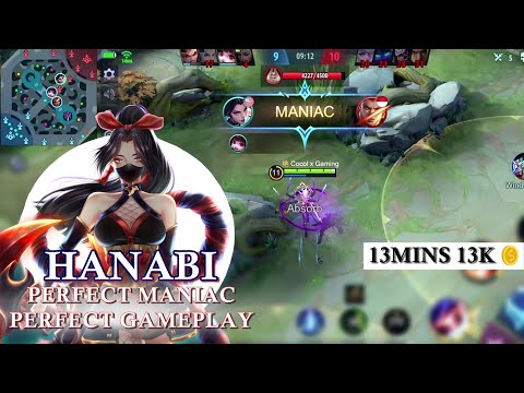 HANABI PERFECT MANIAC & GAMEPLAY - SOLO RANK - 13 MINS 13K GOLD - S19 - MLBB - TOP GLOBAL