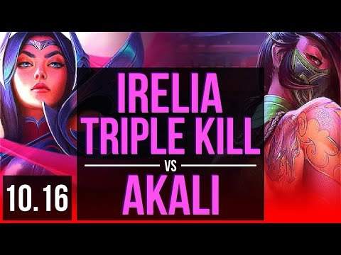 IRELIA vs AKALI (TOP) | Triple Kill, 2 early solo kills, Legendary, KDA 20/4/6 | KR Master | v10.16