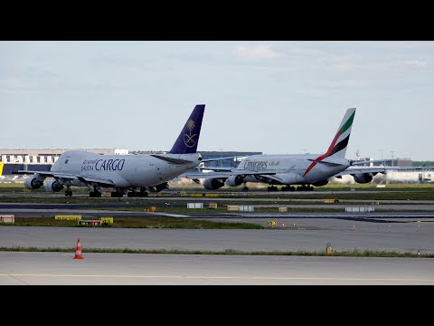A Rare Sight: Boeing 747 and A380 Side by Side | Plane Spotting Frankfurt Airport