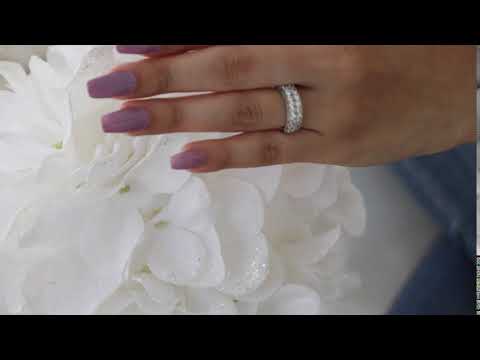 0.99 Ct. Double Row Millgrained Pave Vintage Wedding Ring - TwoBirch TB-WR-0202-WG-L