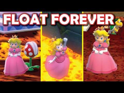 Princess Peach floats forever vs FLOOR IS LAVA (funny Super Mario 3D World Mario challenge w/ Peach)