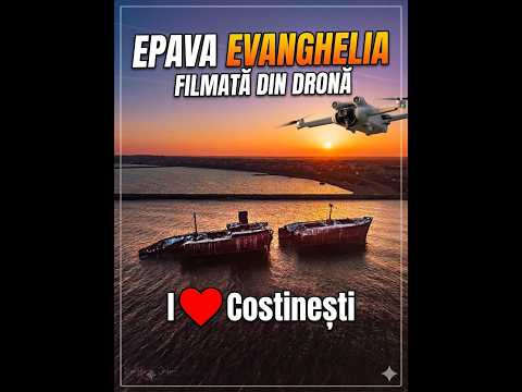 L'épave Evangelia de Costinești, filmée au drone