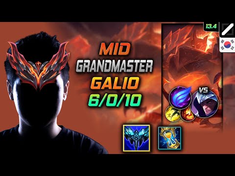 GrandMaster Mid Galio Build Everfrost Phase Rush - Galio Mid vs Talon - LOL KR 13.4
