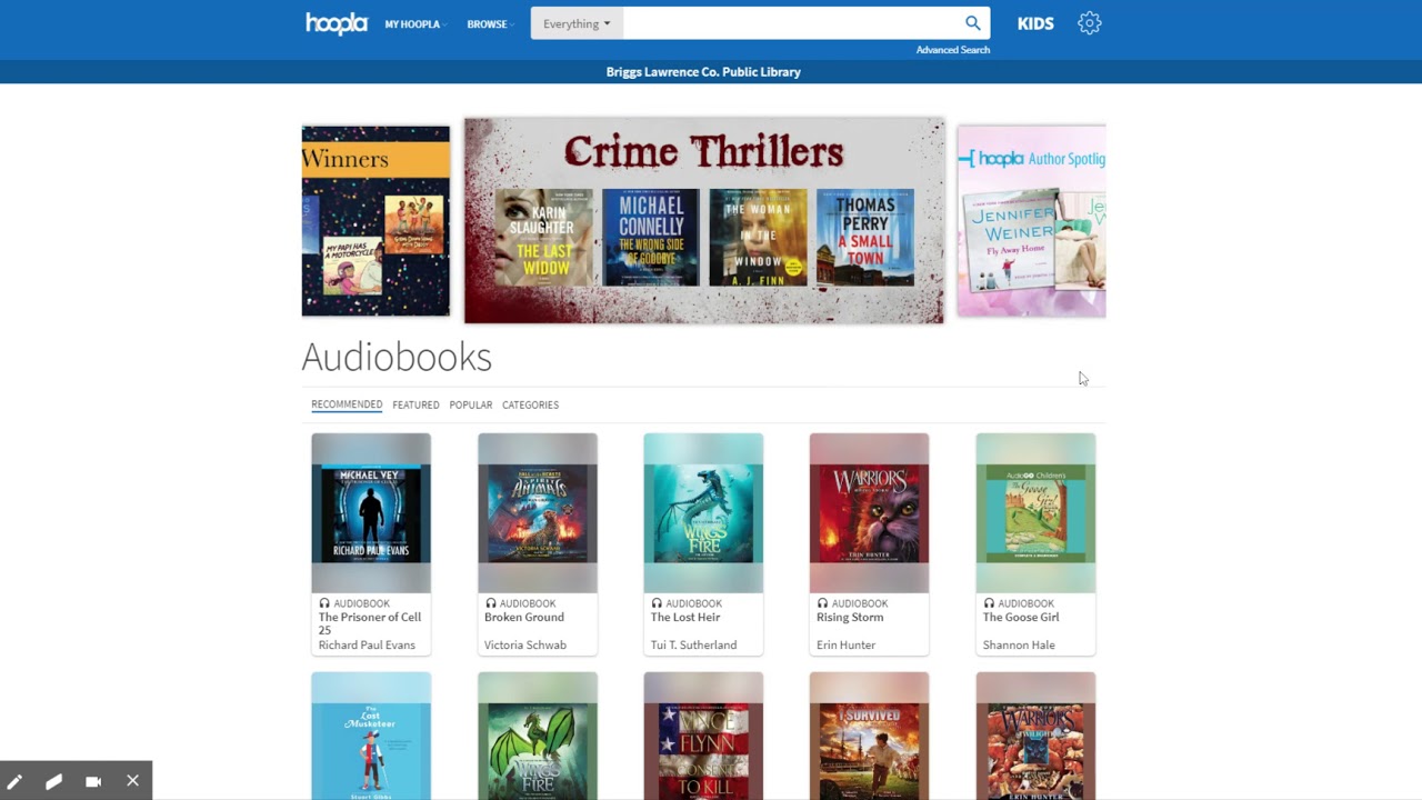 Hoopla Audiobooks