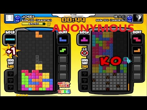 Destroying ANONYMOUS!! On Tetris Battle Level 104 - Includes No Speedup! /2016/