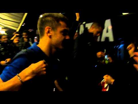 Alexander Kacaniklic and Tobias Sana leave the hotel in Sweden