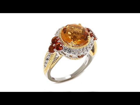 Victoria Wieck Gemstone and White Topaz 2Tone Ring